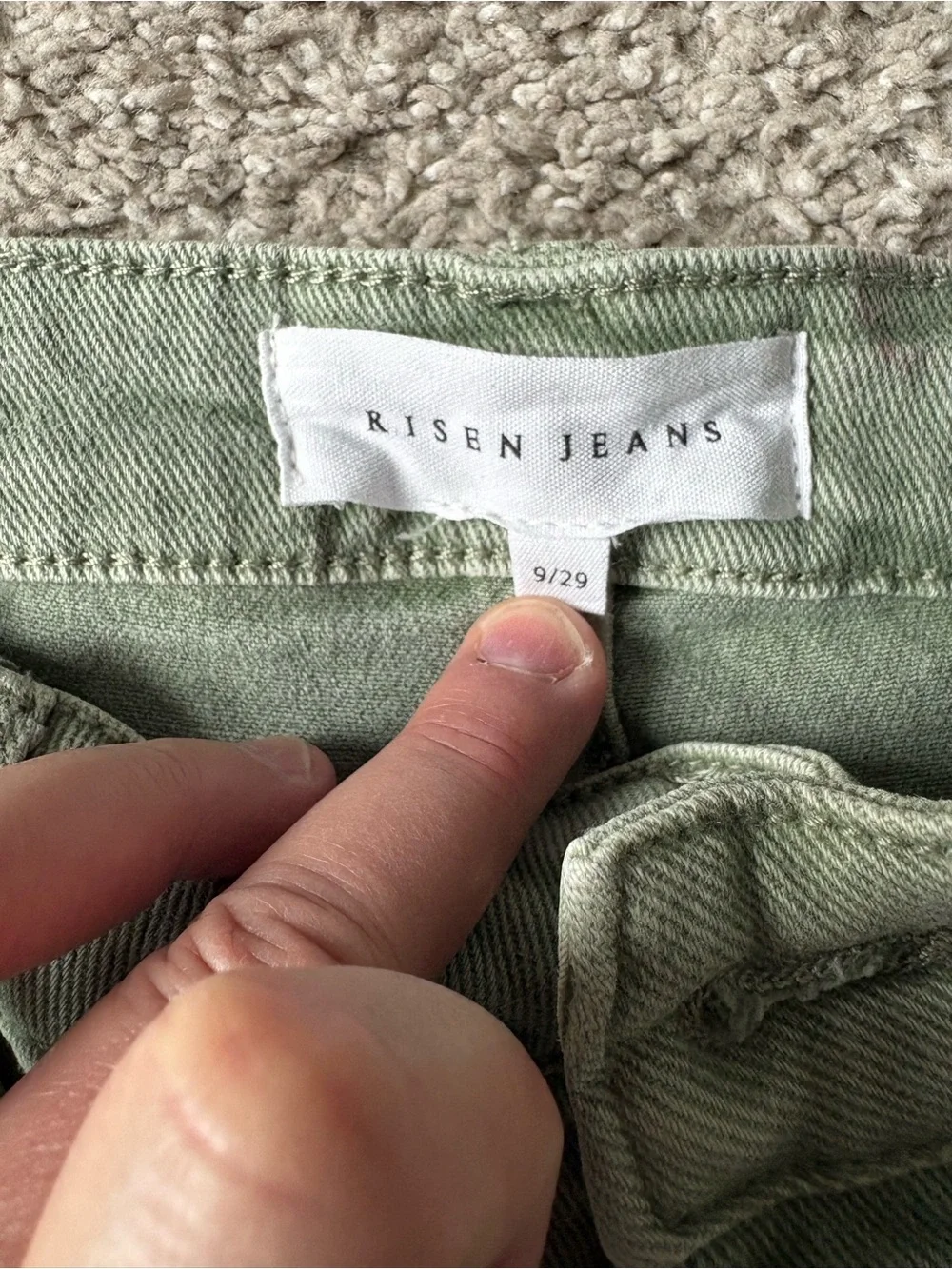 Women’s Risen Jeans Green Cargo Flared Pants - Picture 2 of 6